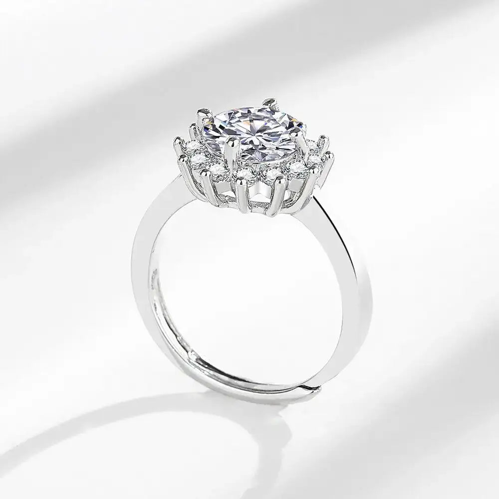 Moissanite Ring in Sterling Silver Classic Round — product view 5