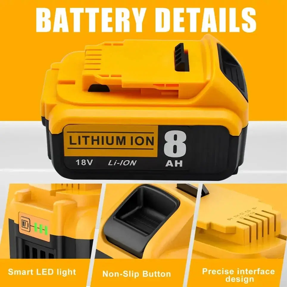 18V High Capacity Lithium Battery 5Ah For Tools Rechargeable