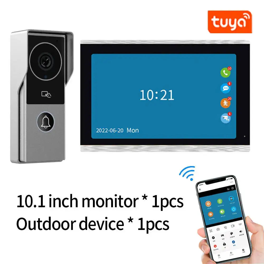 Wifi Tuya App Video Intercom 1080P Video Doorbell HD Camera for Apartment 7/10inch Touch Monitor One-key Unlock Motion Detection