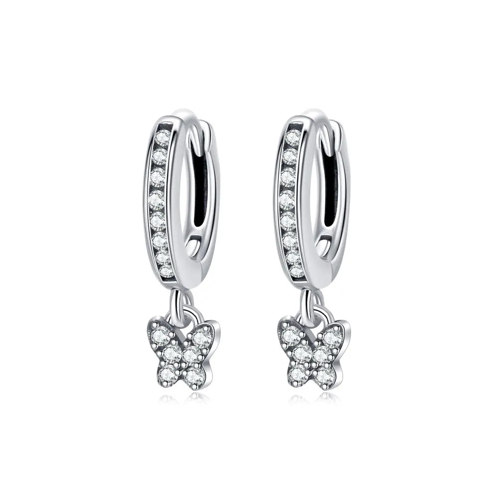 Sterling Silver Hoop Earrings Crystal