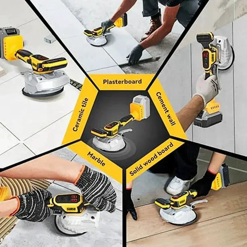 Cordless Tile Vibration Tool With Suction Cup Tech Design
