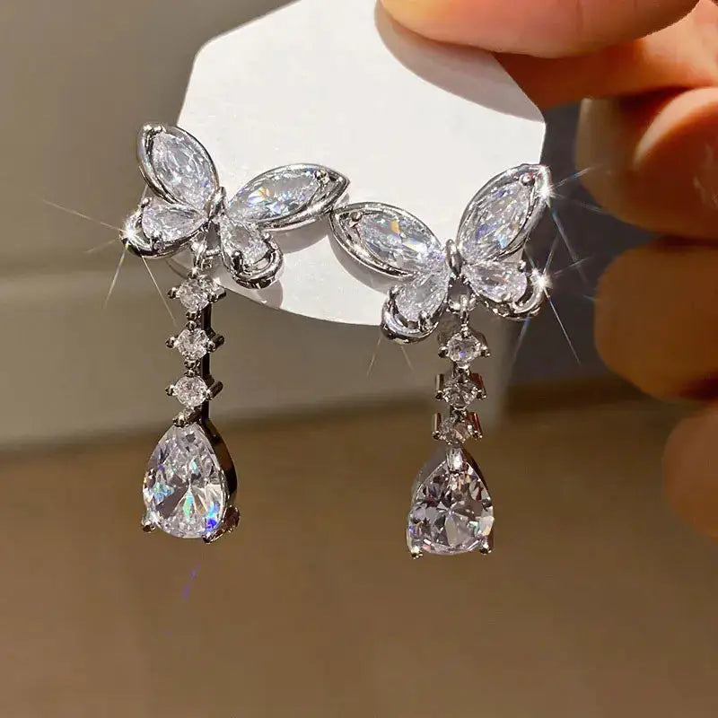 Drop Moissanite Earrings — product view 3