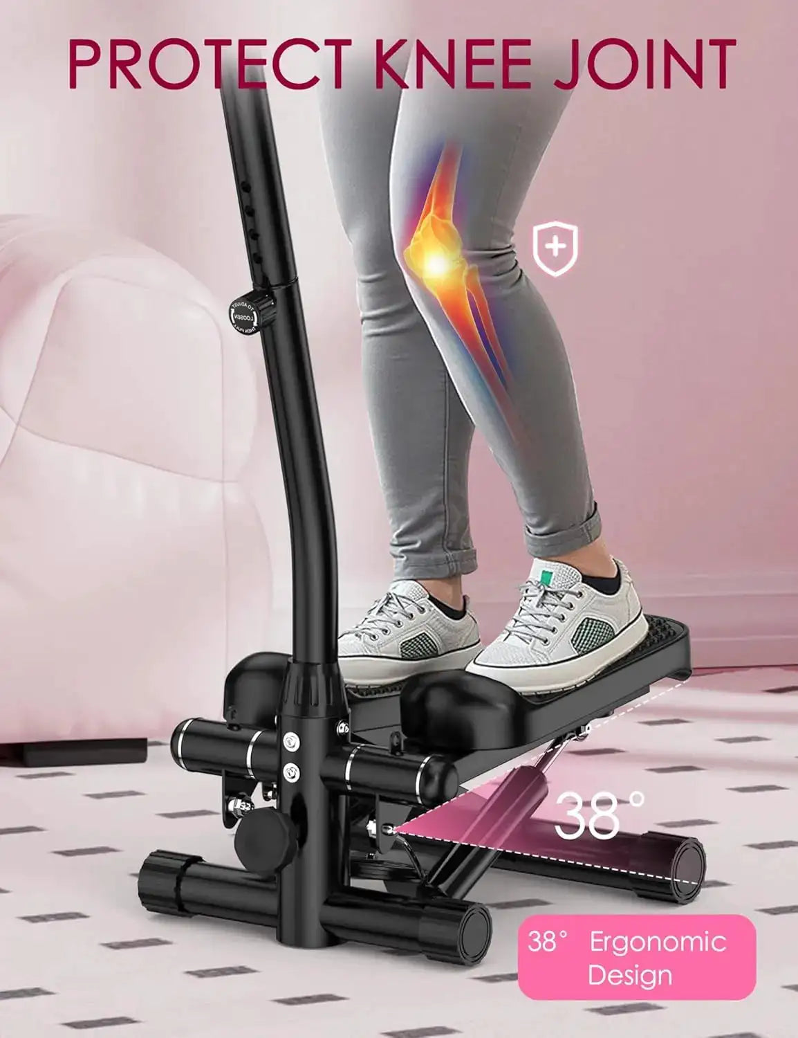 Multi-functional Adjustable Stepper Stair Climber Machine Aerobic Mini Stepper with Resistance Bands and Floor Mat
