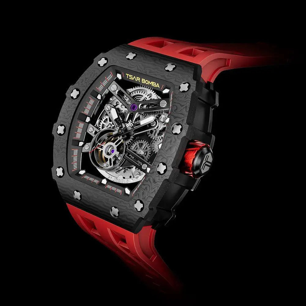 Tsar Bomba Carbon Fiber Luxury Mens Watch Elegant Timepiece
