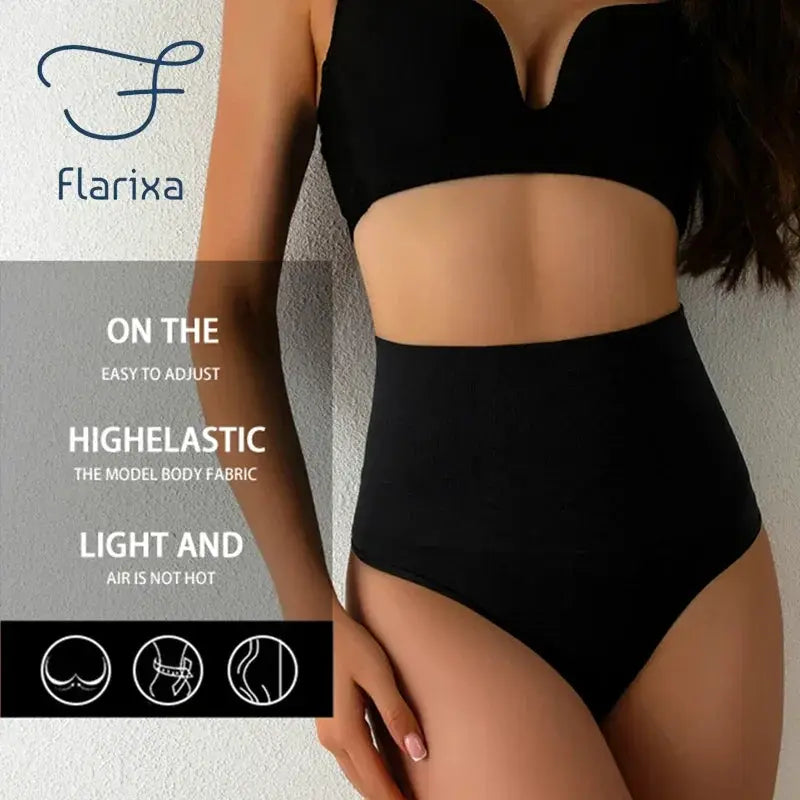 Flarixa Flat Belly Shaping Thong High Waist Panties Women