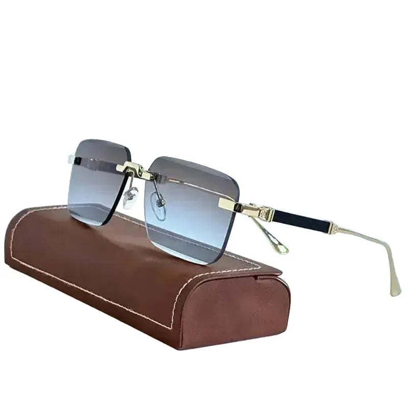 Rimless Square Sunglasses with UV Shield — A01