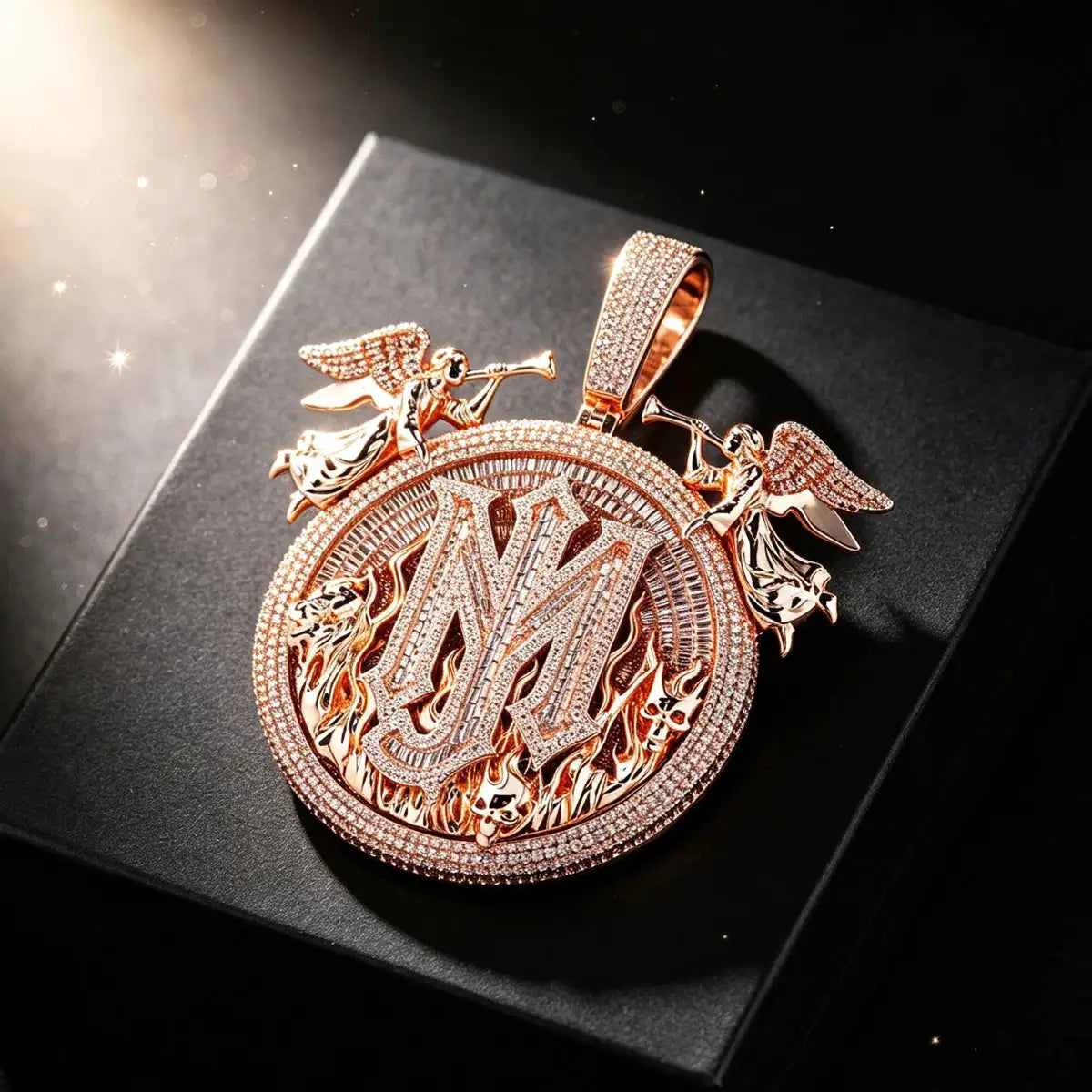 Gold Rose Gold Plated Cubic Zirconia Hip Hop Charm Fire — product view 1