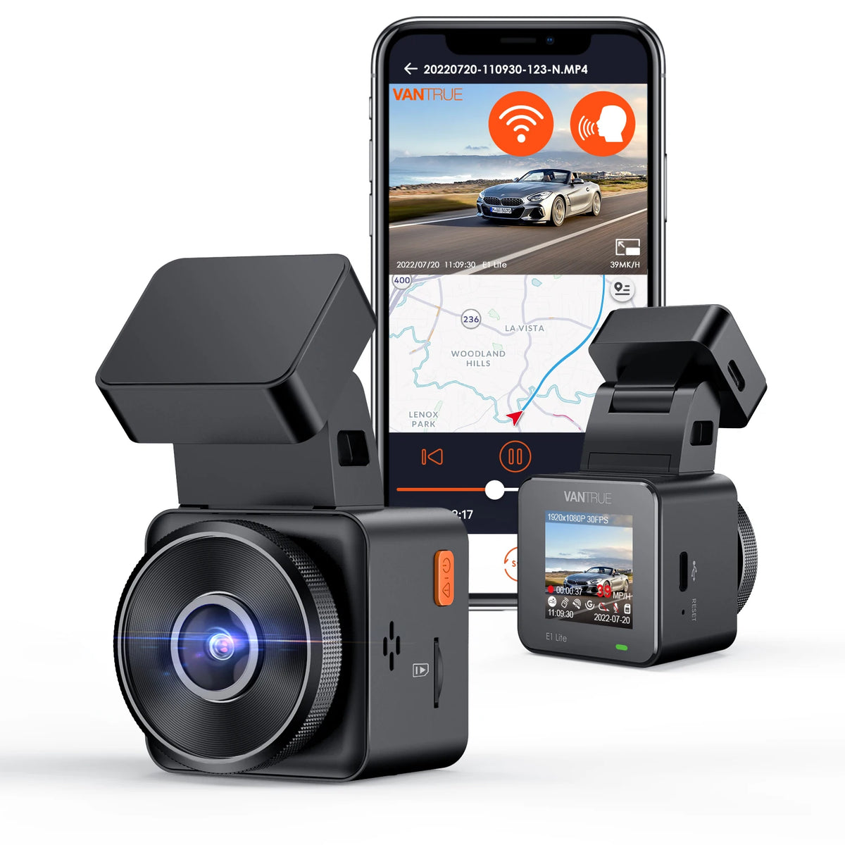 Vantrue Dashcam WiFi Mini Dash Cam with GPS and Speed — product view 1
