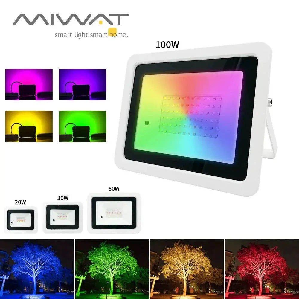 RGB Flood Light 100W Waterproof LED Spotlight Outdoor