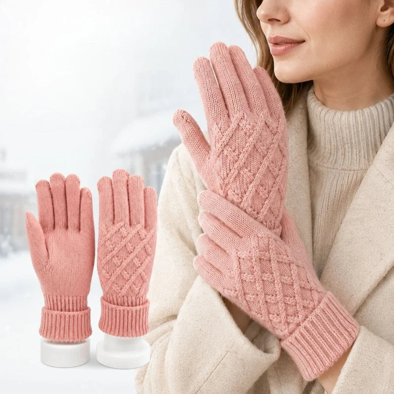 Ribbed Winter Knit Gloves