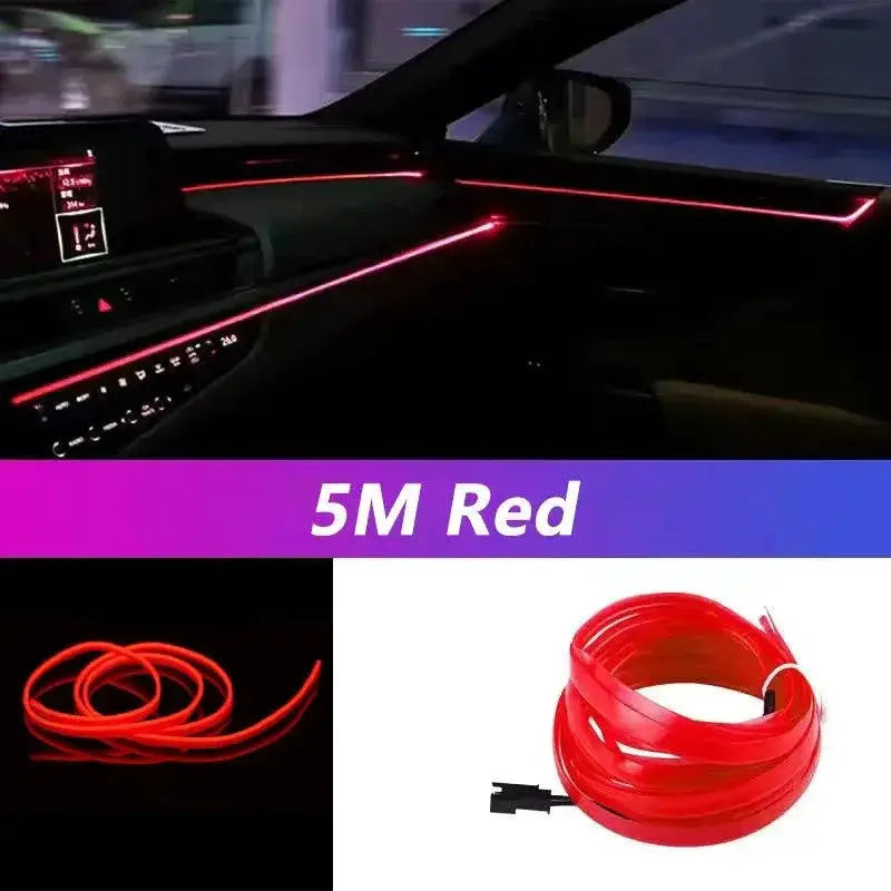 Car Interior LED Neon EL Strip Light USB Ambient Lamp 5M