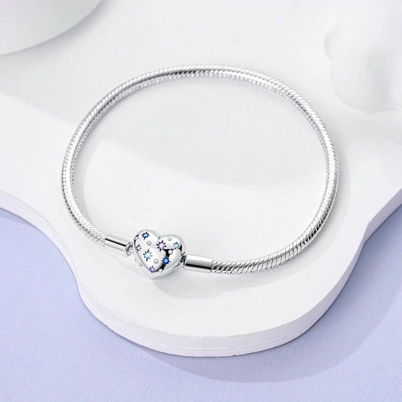 Sterling Silver Snake Chain Heart-shaped