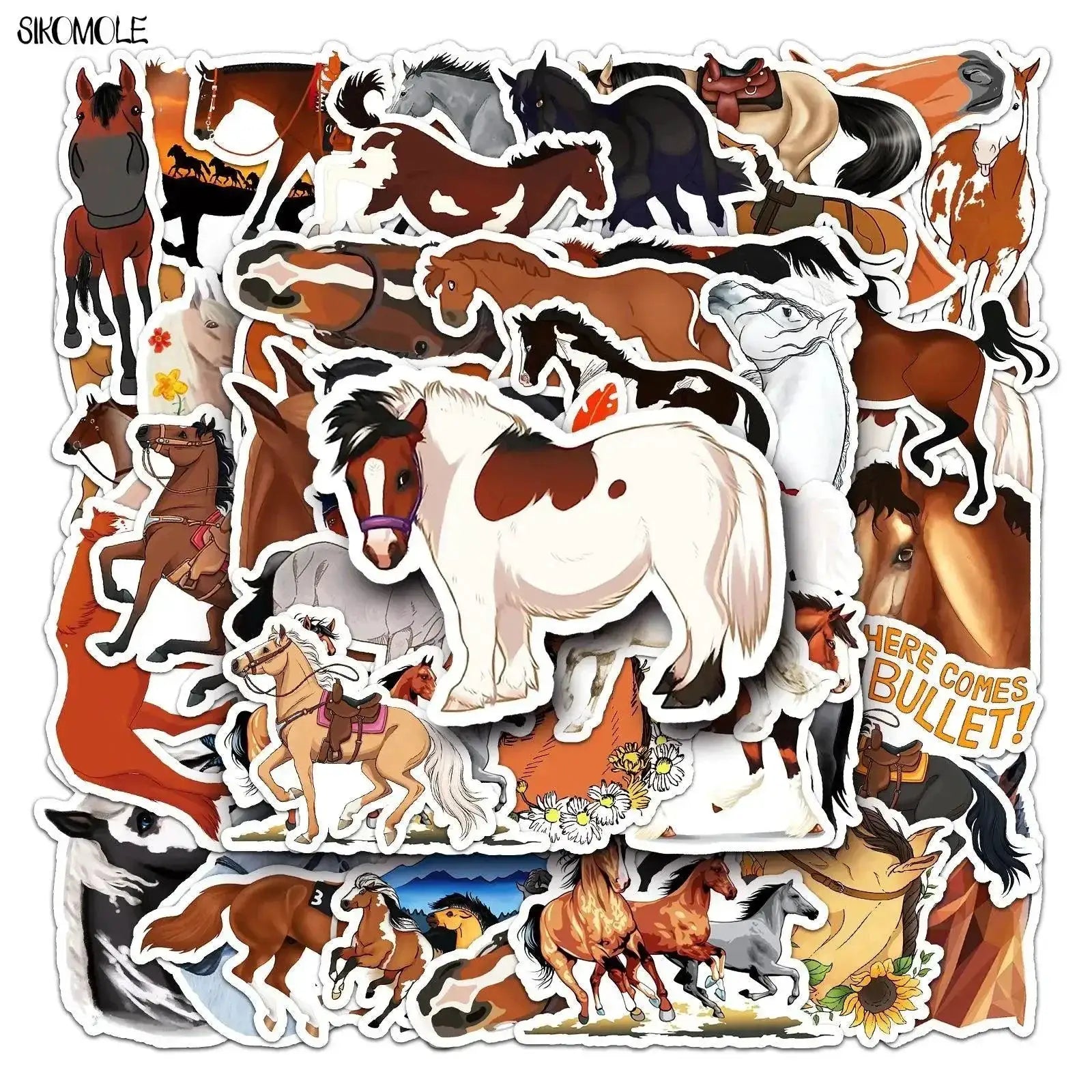 Cartoon Horse Stickers Whimsical Decals Set For Fun Decor