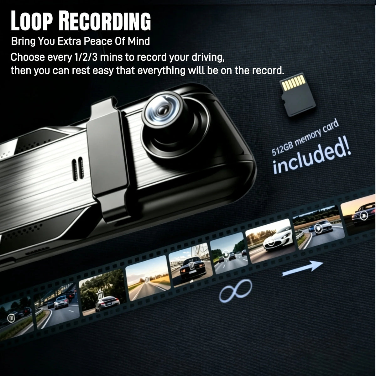Touch Screen Mirror Dash Cam Rear View Mirror Camera, Parking — product view 8