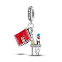 Silver Plated Charm Graduation Campus