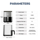 Stainless steel air fryer. 5L Air Fryer Elite