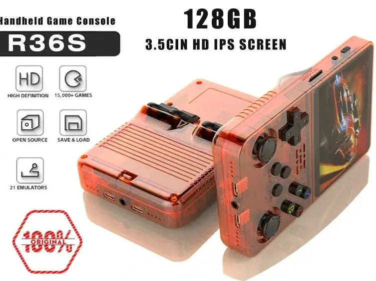 128G Open Source R36S Video Game Console 3.5 Inch Screen
