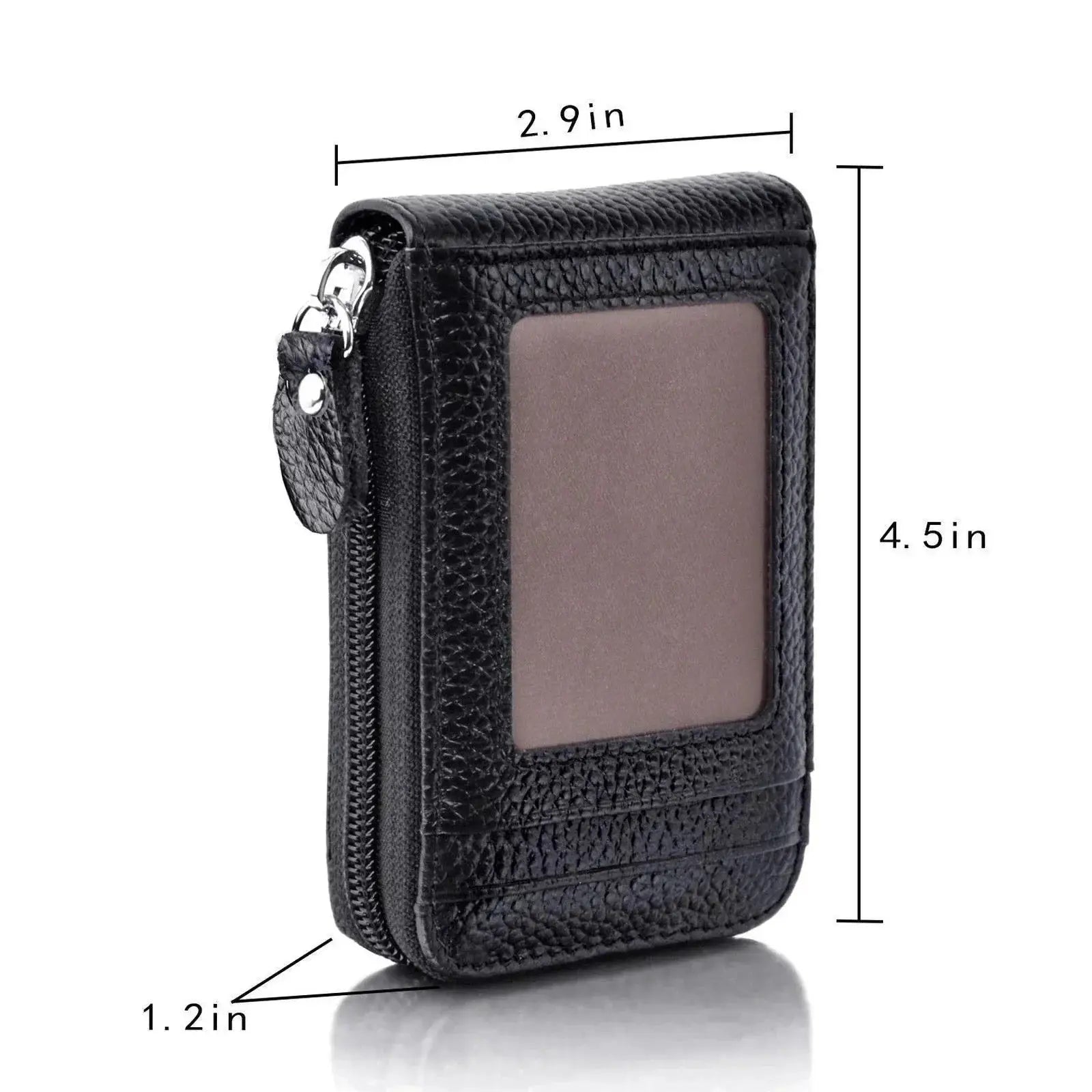 Mens Wallet Genuine PU Leather RFID Blocking Zipper Pocket