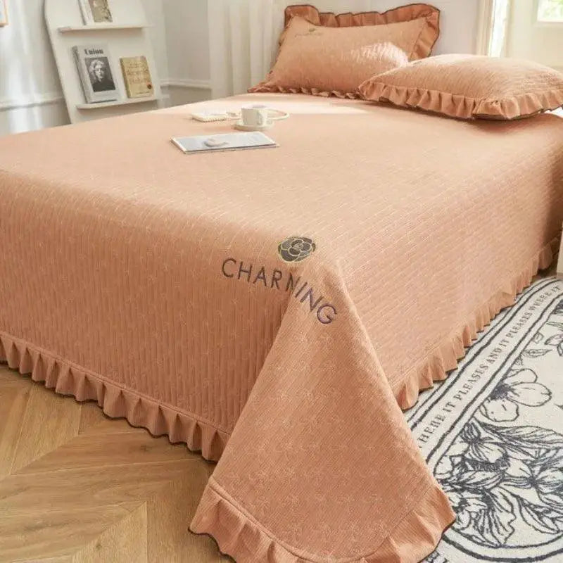 Luxurious Premium Knitted Cotton Ruffle Bedspread Set