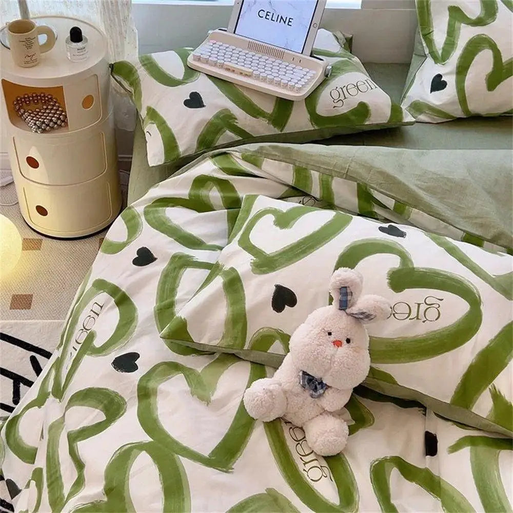 Purple Star Bedding Set And Pillowcase Sheet Simple Stripe