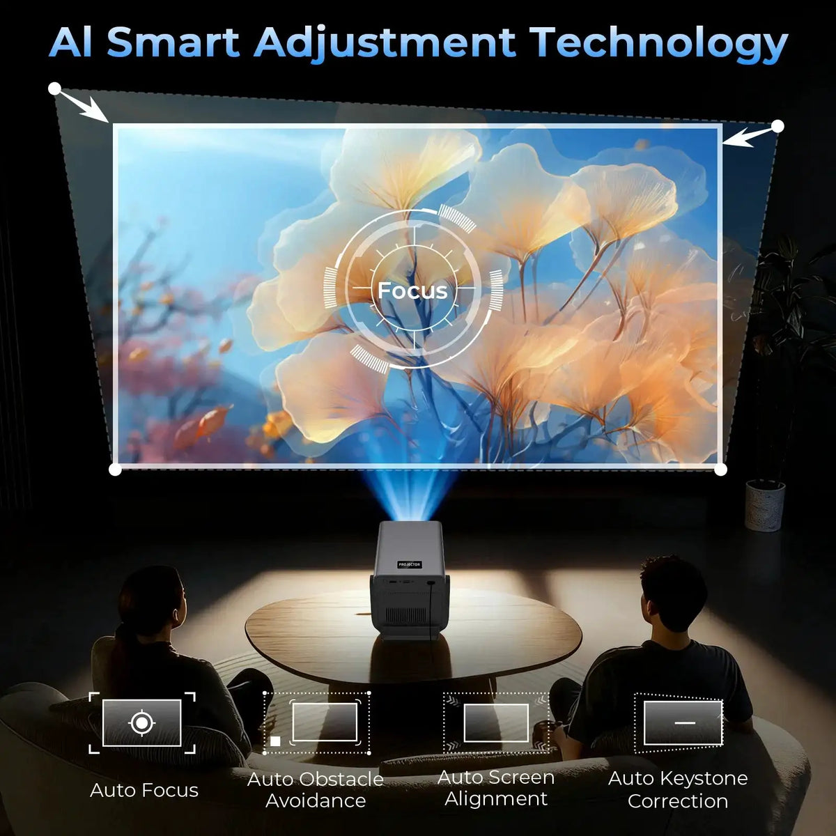 AI Smart Projector with Android OS Dolby, Decoding UHD ANSl — product view 4