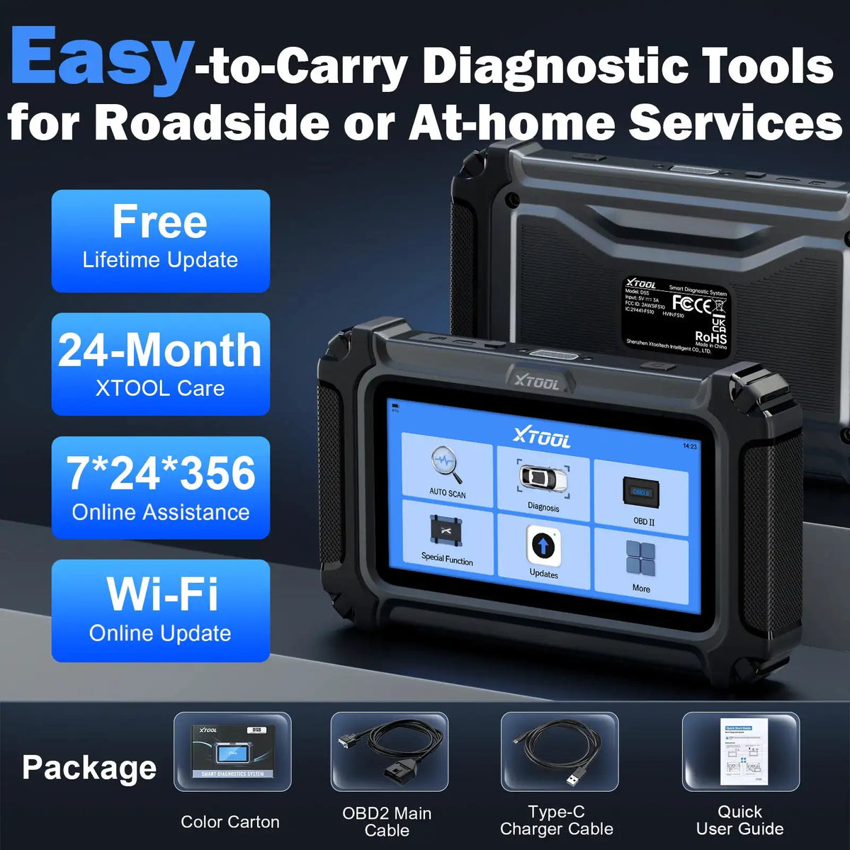 XTOOL D5S Automotive Scanner 5 System Car Diagnostic Tools 16+ Service Lifetime Free Update CAN FD FCA Auto Scanner OBD2 Tools