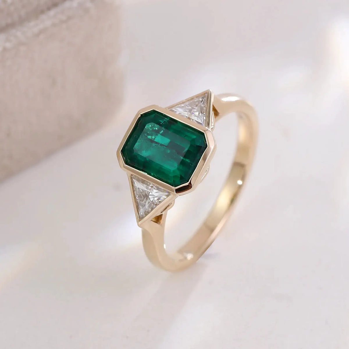 Sterling Silver Silver Gold Lab Grown Emerald Ring — product image 2