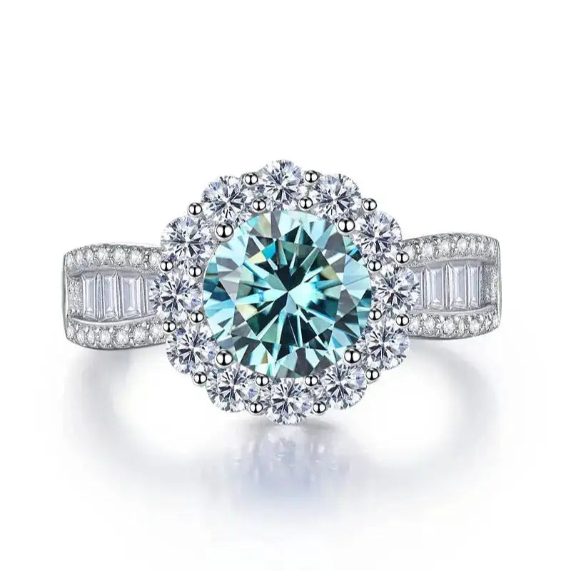 S925 Sterling Silver Ring with 2 Carat D VVS1 Moissanite Classic Retro Style Perfect for Proposal Engagement Dating Gifts