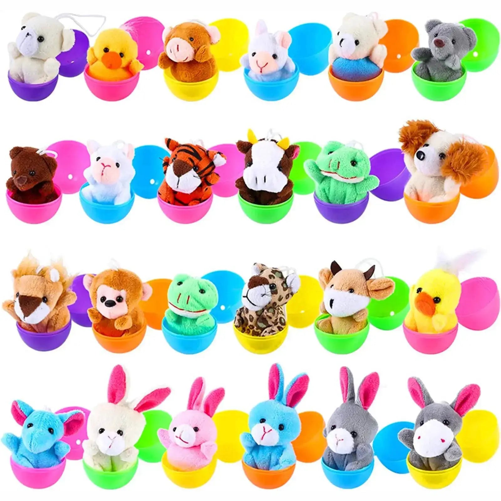24 Pcs Filled Easter Eggs Basket Stuffers With Bunny Dolls