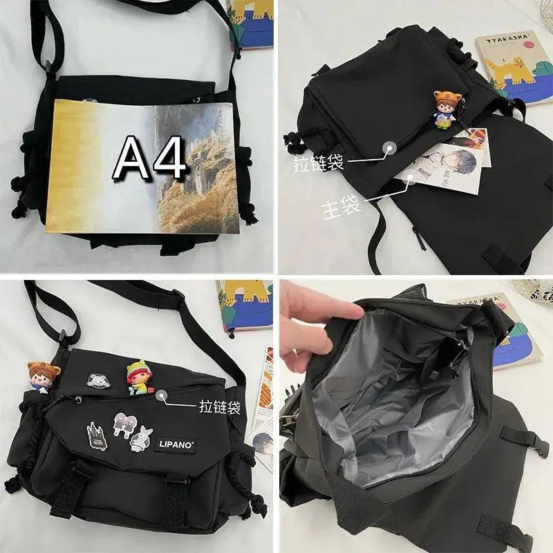 Stylish Nylon Messenger Bag for Teens and Students Carryall