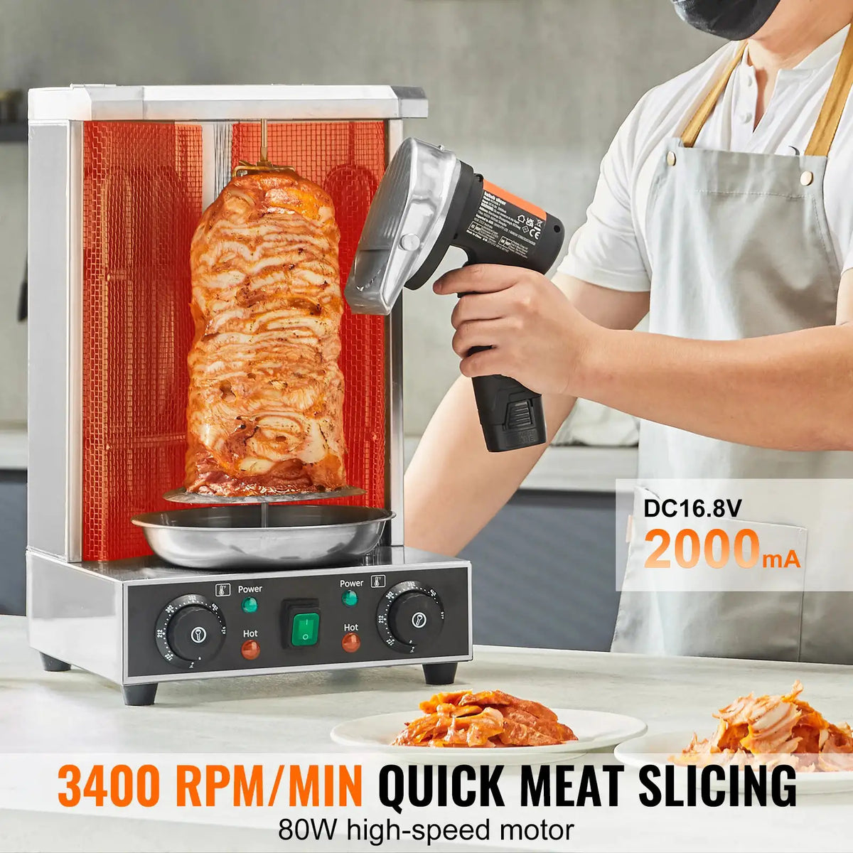 SucceBuy Electric Shawarma Knife, Cordless Battery Professional — product view 2