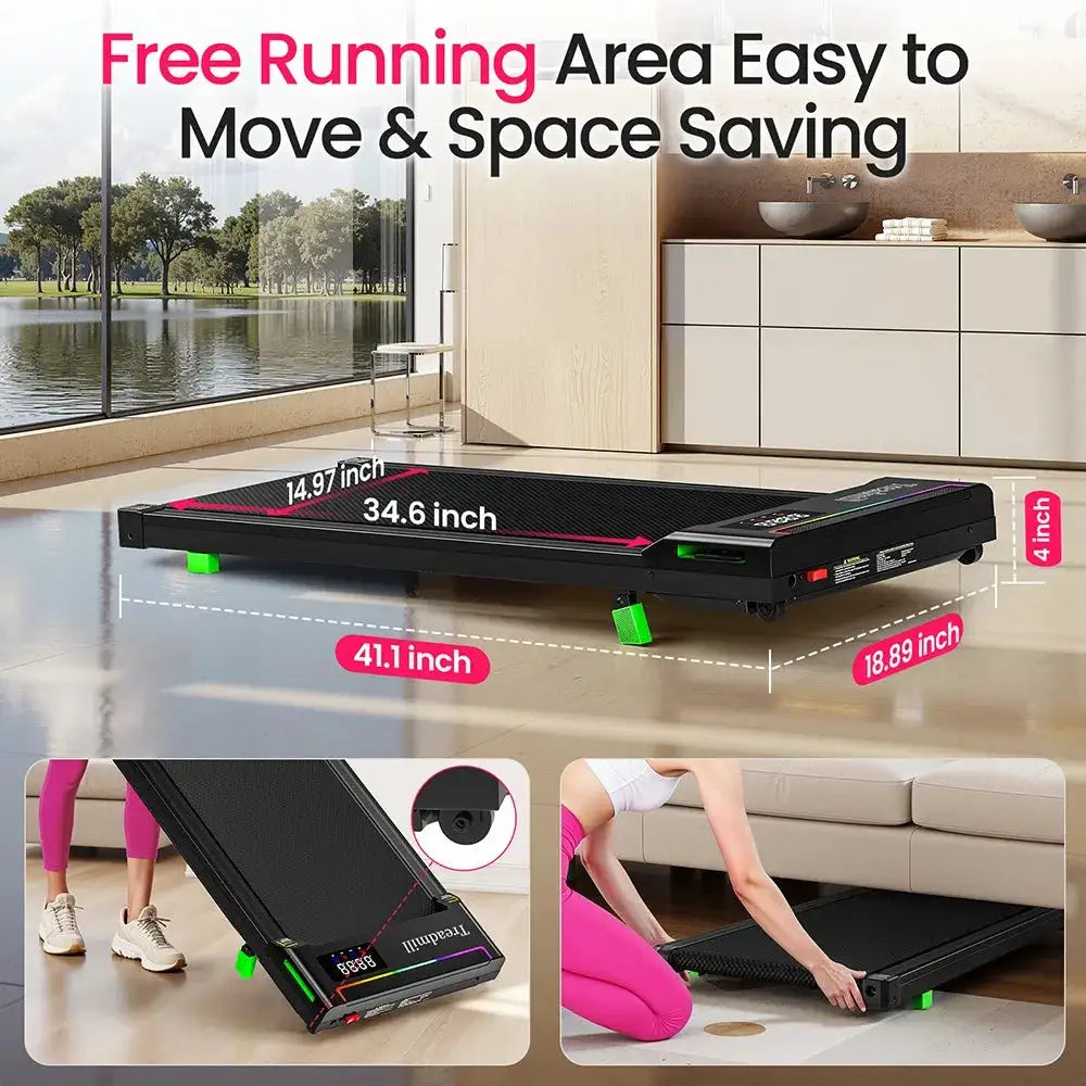 Akluer P03-B Brushless Treadmill with 6% Incline, 2.5HP Quiet Motor, 0.6-4MPH Speed, 38x88cm Running Area, 150kg Max Load, LED Display & Dual Remote Control, Local delivery