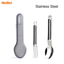 Lightweight Titanium Camping Spoon and Fork Set with Case