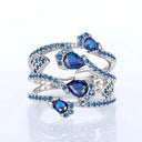 Vintage Blue Floral Platinum Ring