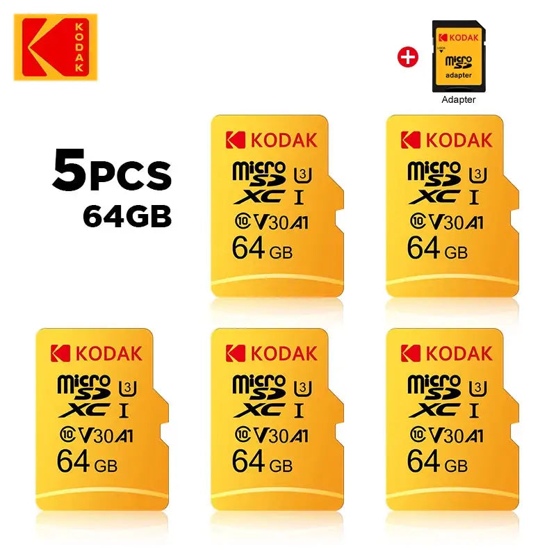 5pcs NEW KODAK Micro SD Memory Card 100MB/s Class10 U3 UHS-I 32GB 64GB 128GB TF Card 4K HD for Smartphone and Tablet PC