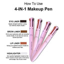 New 4 In 1 Eyebrow Pencil Lip Liner Highlighter Pen