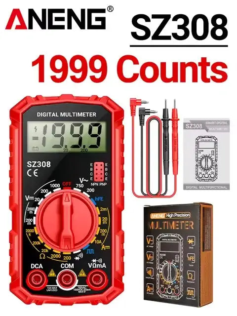 ANENG SZ308 Square Wave Digital Tester 1999 Counts HFE Triode Buzzer Multimeter AC/DC Voltage 10A Current Multimeters Meter Tool