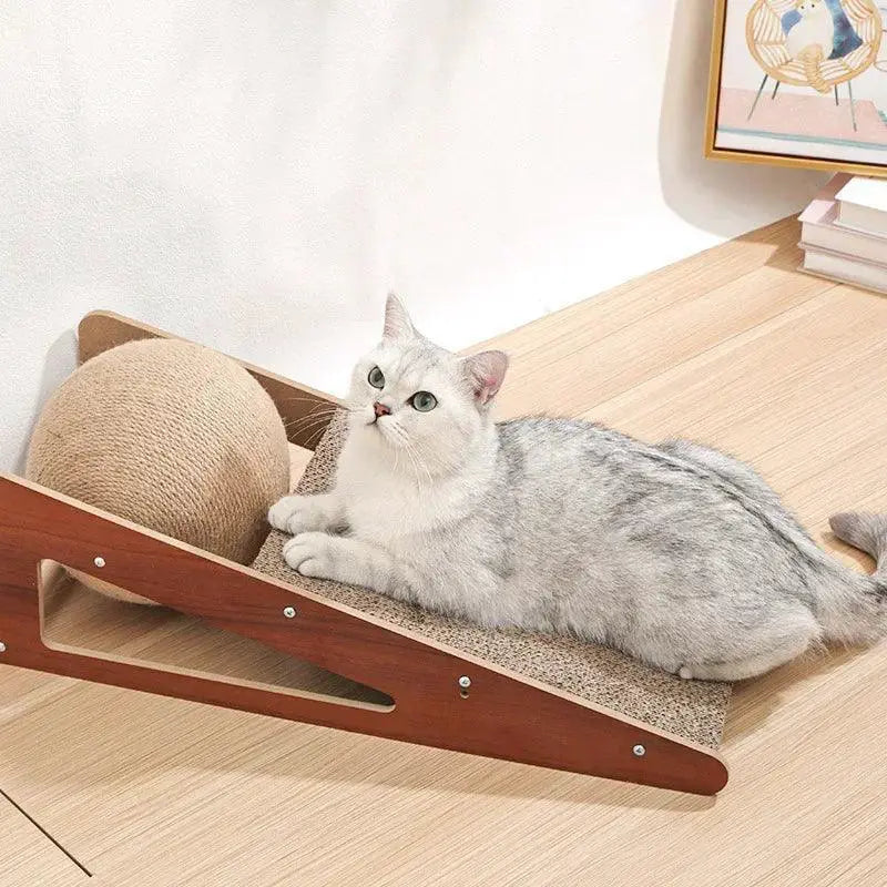 Cat Scratch Board With Vertical Ball Toy For Cats Playground
