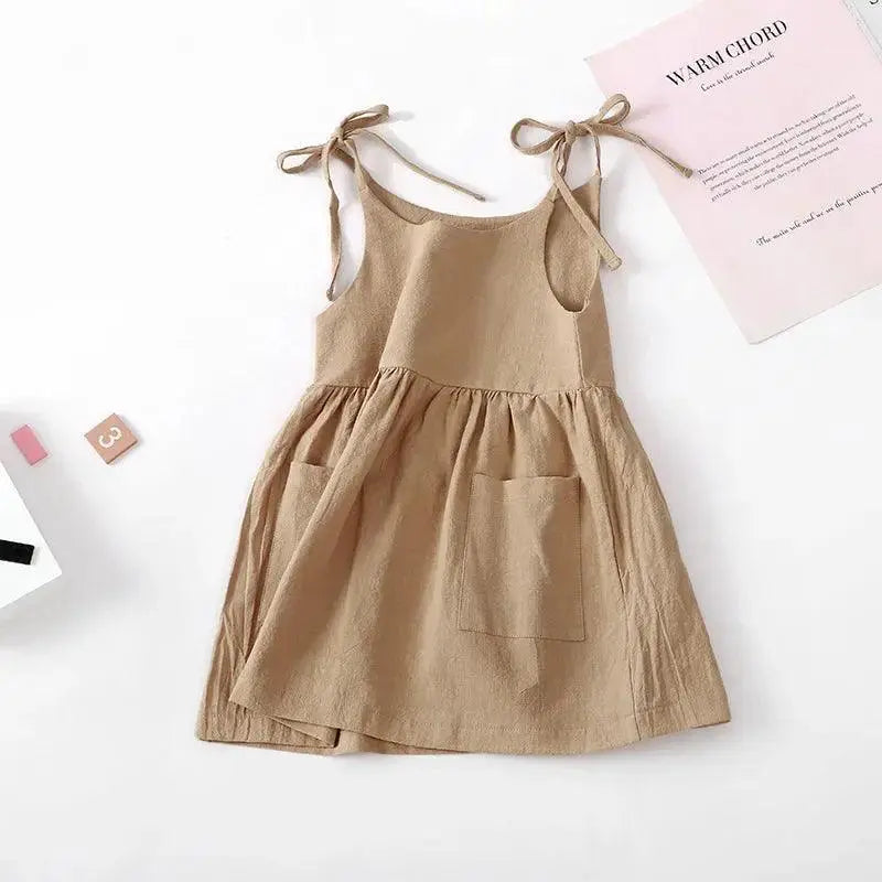 Cotton Summer Dress With Pockets A Line For Girls Cute Style