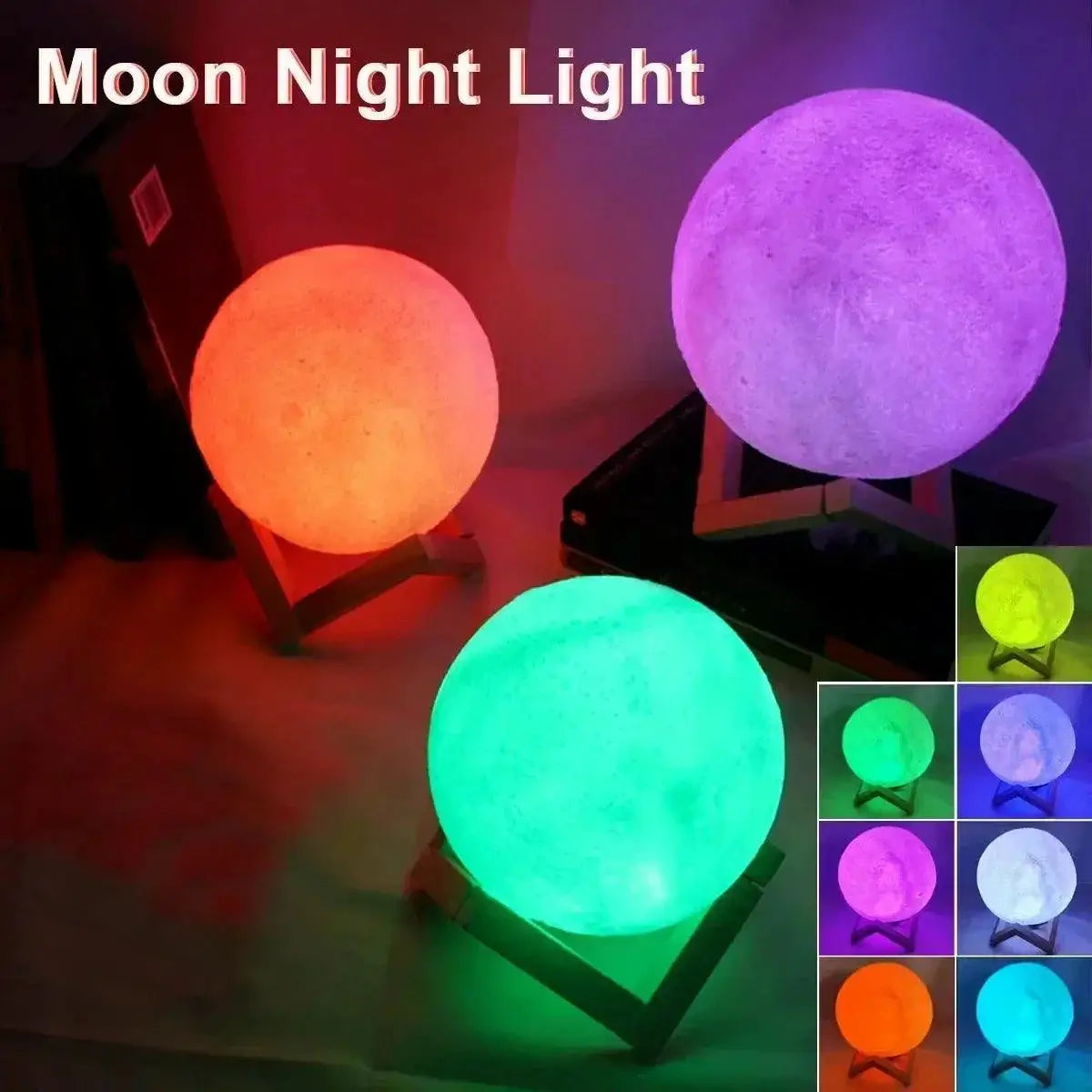 Mini LED Moon Lamp Night Light For Kids Room Star Decor 8cm