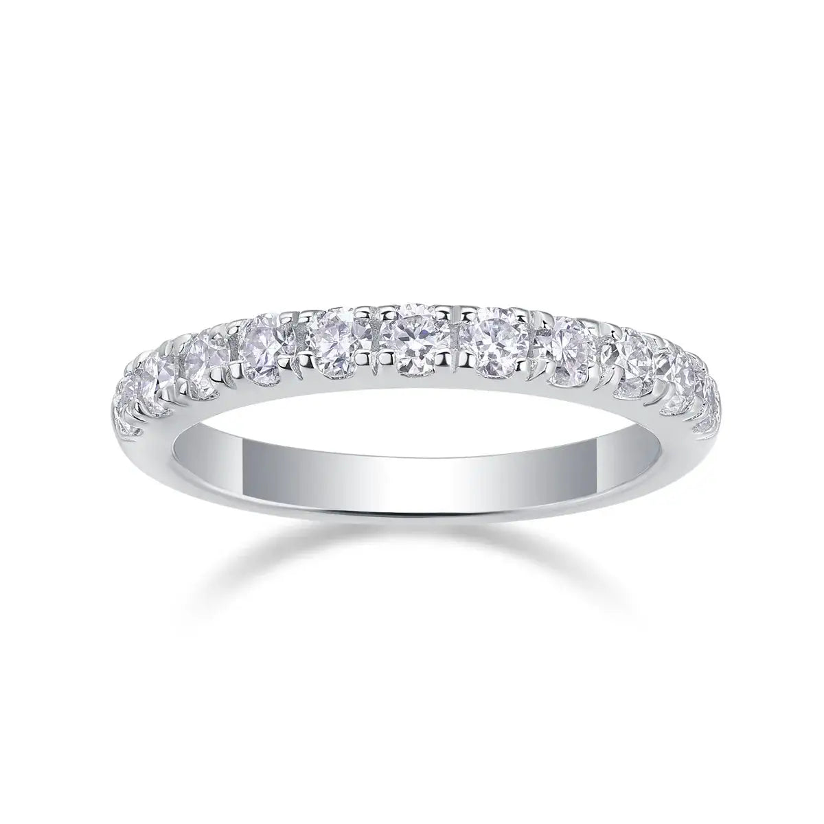 Moissanite Ring, 925 Sterling Silver, D Color VVS1, Single Row Pave, Unisex Stackable, Couple Ring, With Certificate
