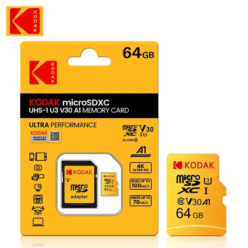 KoDak Micro SD Card 64GB Memory Card Wholesale High Speed 64GB U3 V30 UHS-I Class 10 Flash Card 64GB Cartao De Memoria For Phone
