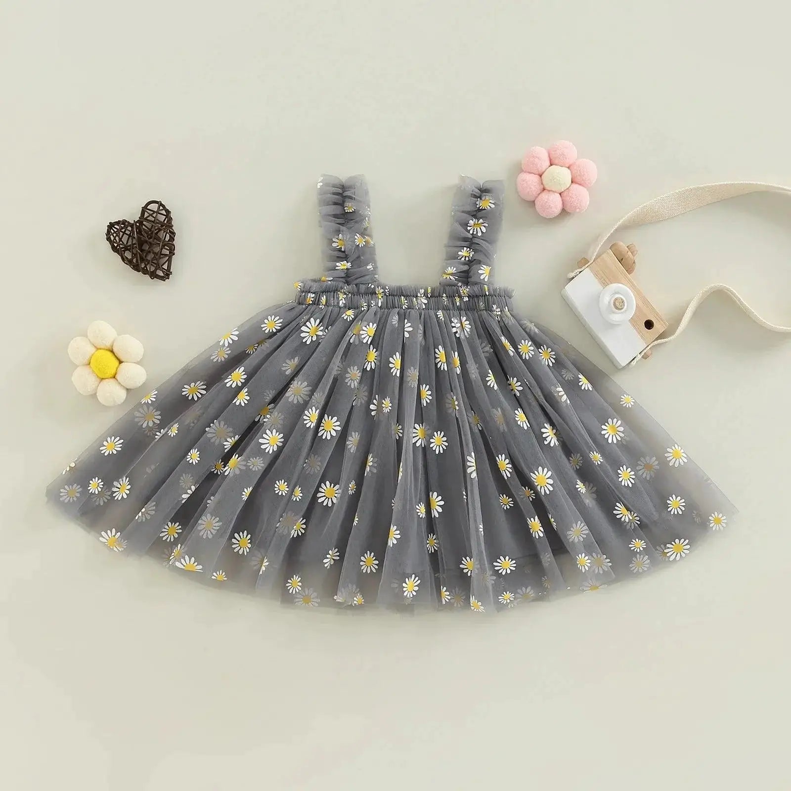 Daisy Tulle Dress For Girls Summer Floral Party Outfit