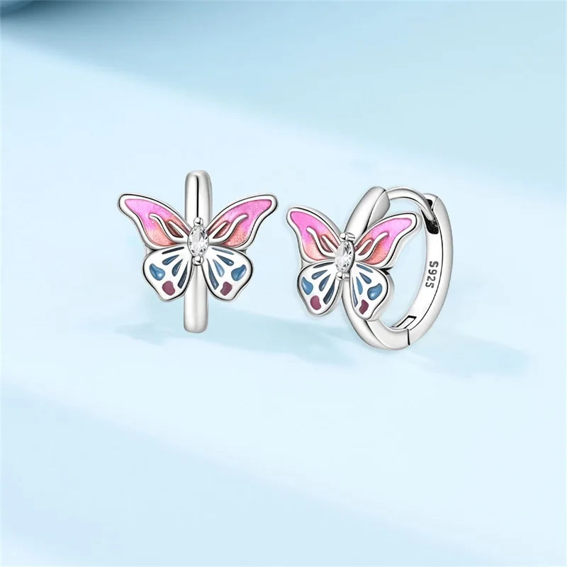Sterling Silver Colorful Butterfly Dragonfly