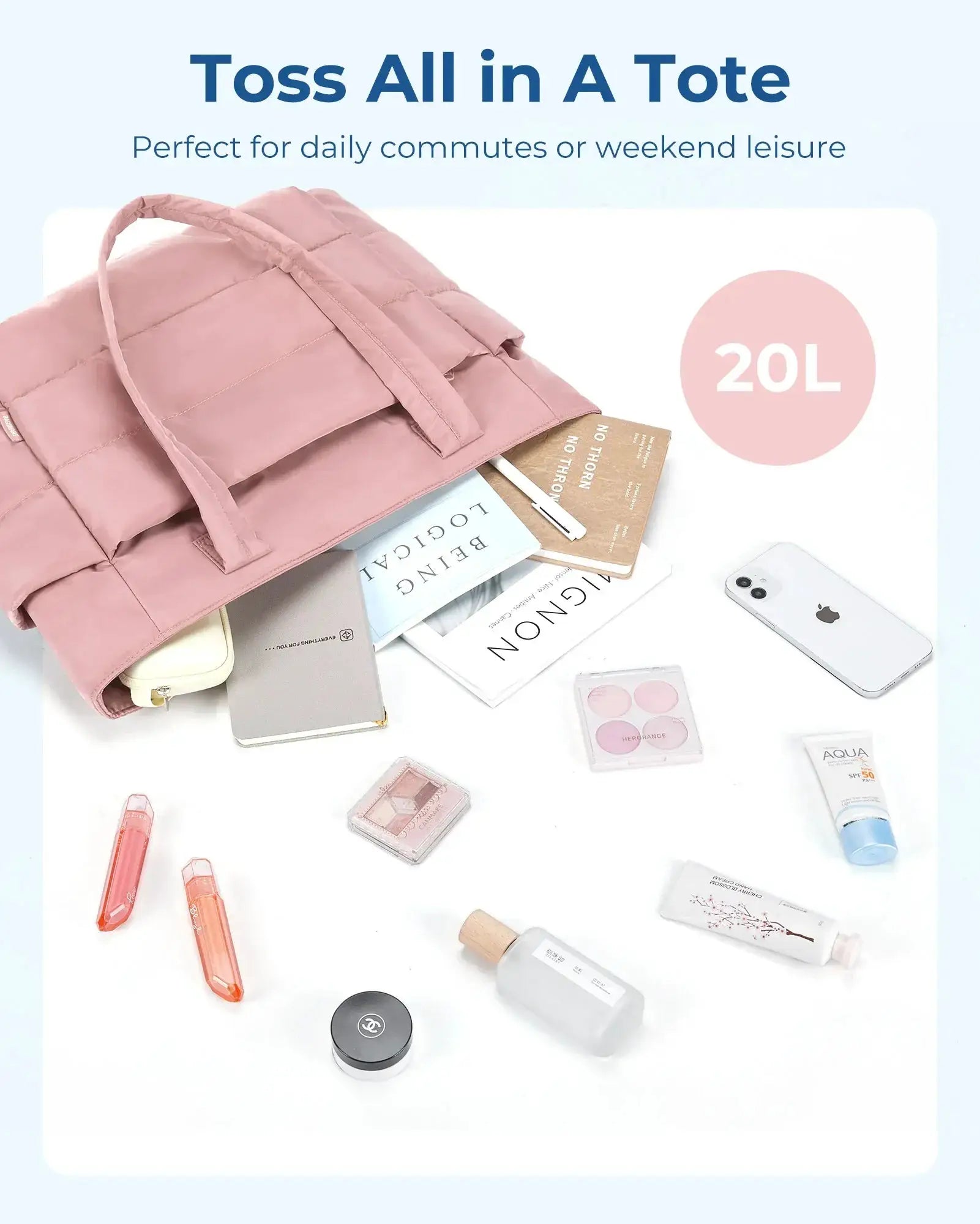 Bubble Tote Bag Cotton Padded Quilted Purse For Everyday Use - OurLum.com