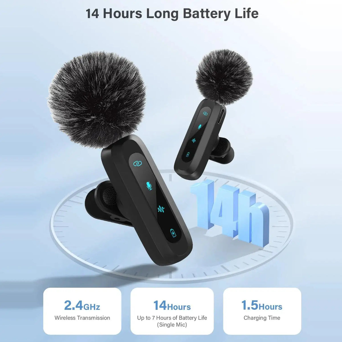 Lavalier Microphone, Compact and Durable, Long Battery Life, Type-C, Used for Video Production, Live Streaming, Interview
