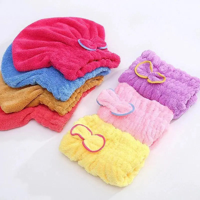 Microfibre Hair Drying Cap Coral Fleece Towel Hat Essential
