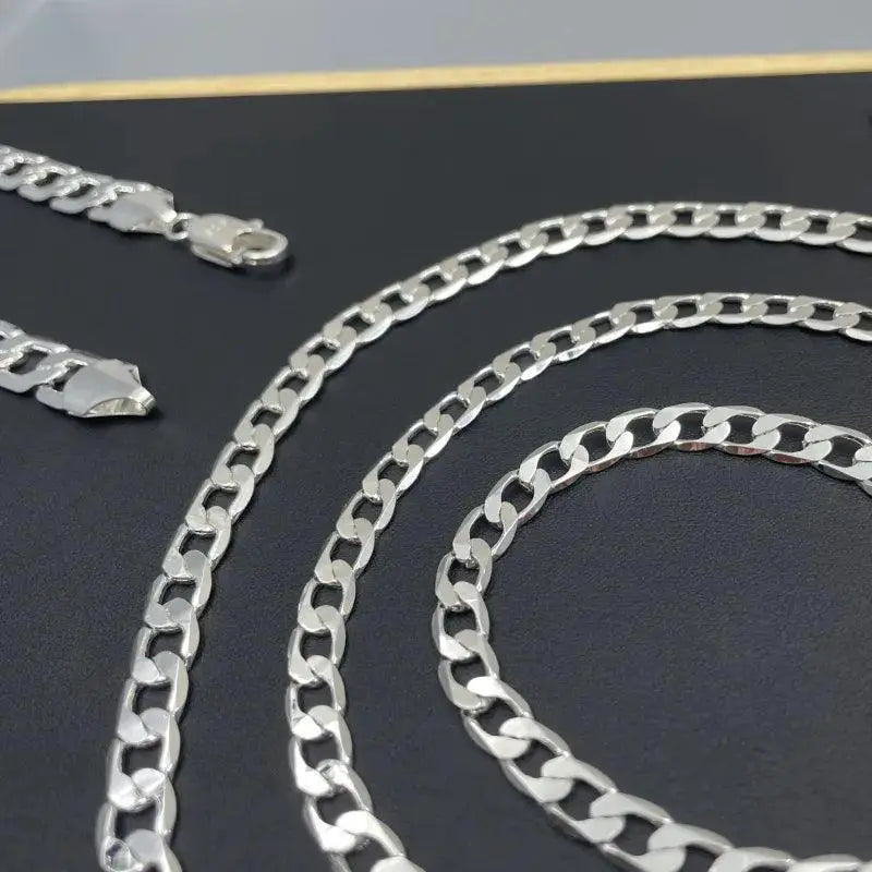Sterling Silver Geometric Face Chain Necklace Unisex Jewelry
