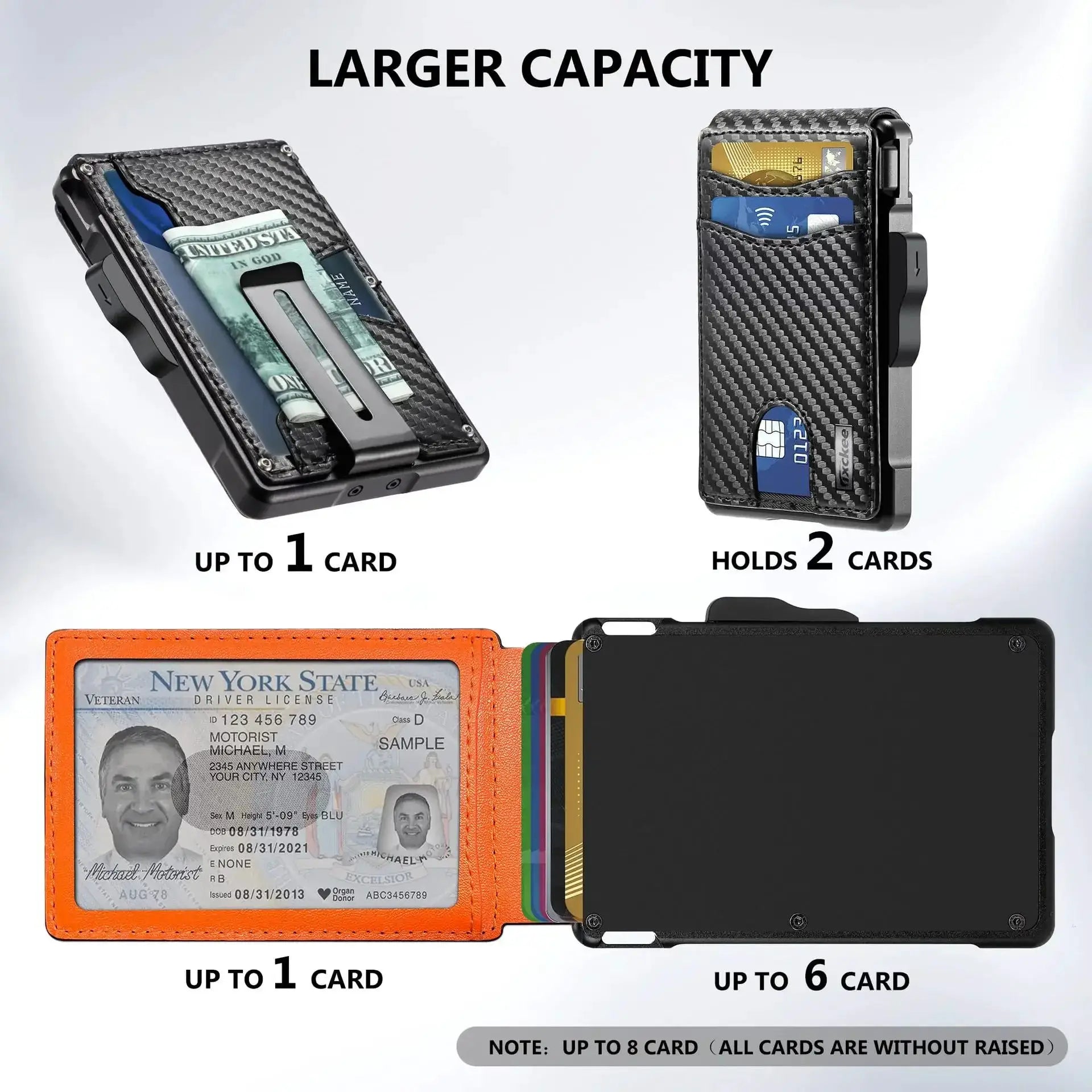 Leather Slim Wallet For Men With Money Clip RFID Blocking