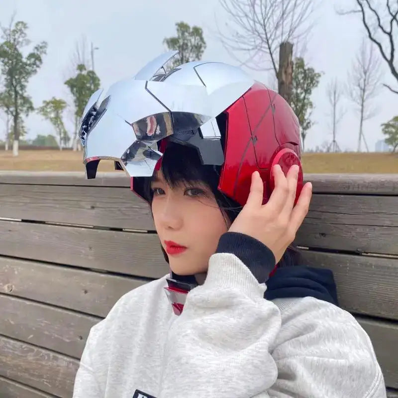 New Auto King 1:1 Red Helmet Cosplay Voice Control Eyes with Light Matte Black Golden Model Toys Wearable Adult Christmas Gift
